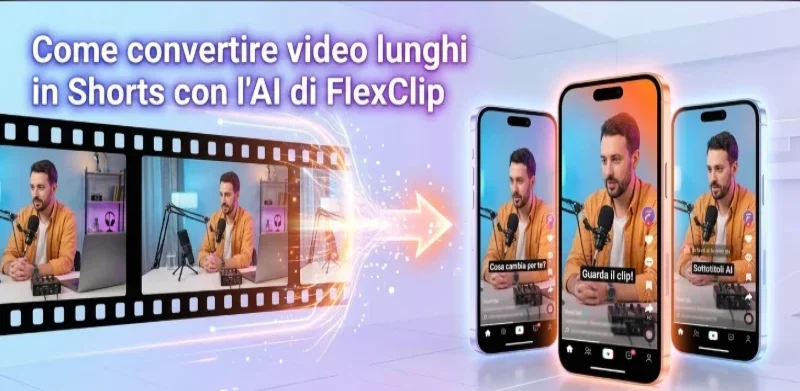 convertire video lungo shorts ai flexclip 1 e1787821357846